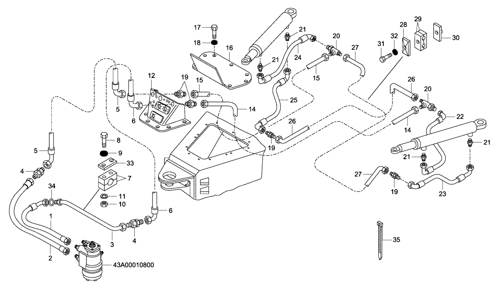 Схема запчастей Case 340 - (43A03030802[001]) - STEERING SYSTEM - HYDRAULIC CIRCUIT LINES (87554258) (09) - Implement / Hydraulics / Frame / Brakes