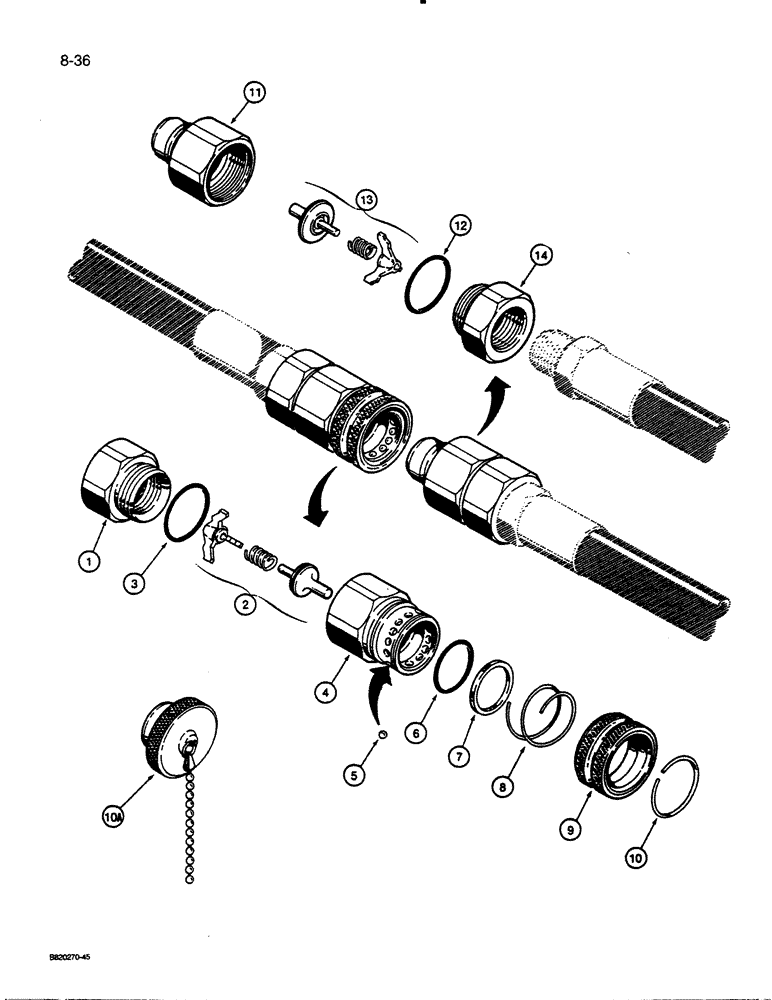 Схема запчастей Case 450C - (8-36) - HYDRAULIC QUICK DISCONNECT COUPLINGS, D52800 FEMALE COUPLING (08) - HYDRAULICS