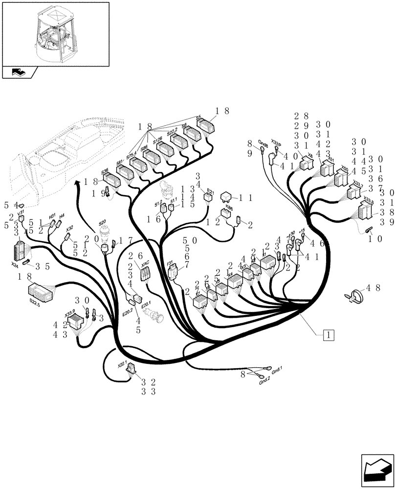 Схема запчастей Case 321E - (715[03]) - CANOPY: ELECTRIC SYSTEM HARNESS (10) - OPERATORS PLATFORM