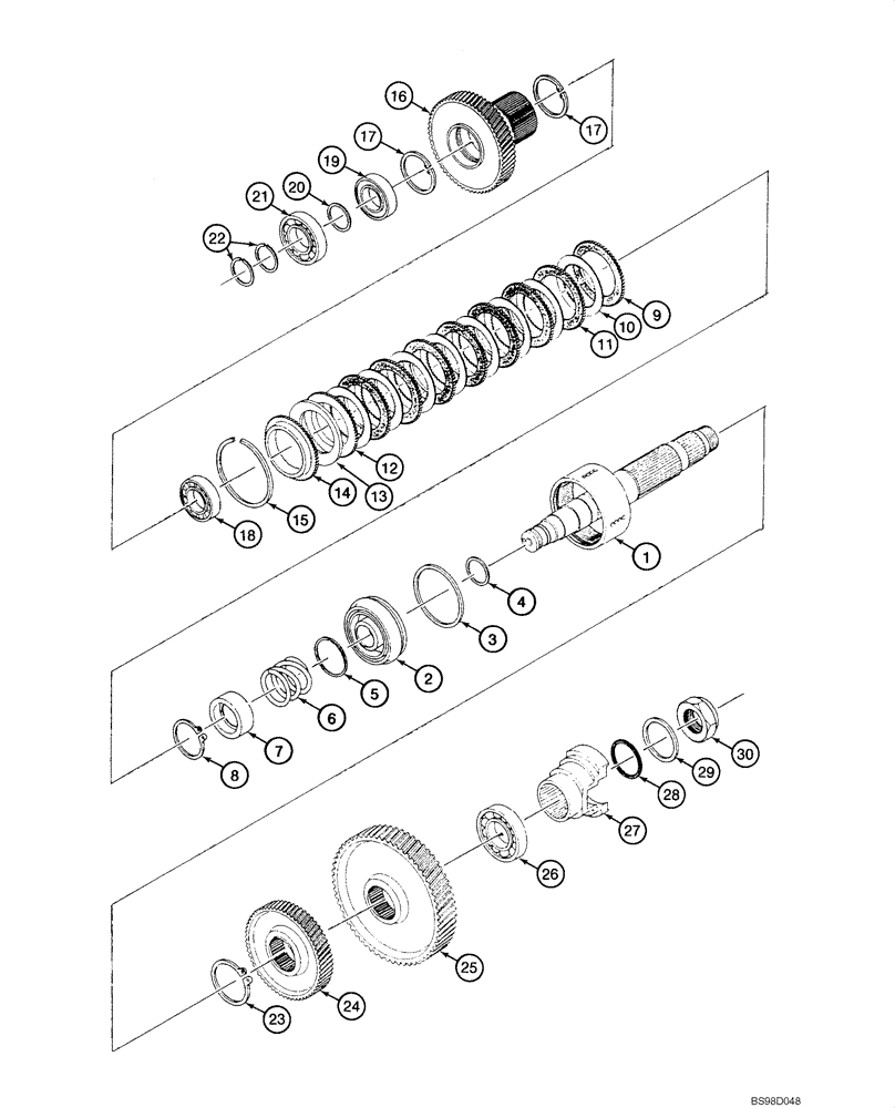 Схема запчастей Case 590SM - (06-32) - TRANSMISSION ASSY, POWERSHIFT - CLUTCH, SECOND GEAR (06) - POWER TRAIN