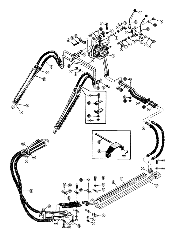 Схема запчастей Case 520 - (134) - HYDRAULIC ANGLING DOZER HYDRAULICS, VALVE AND LEVERS (07) - HYDRAULIC SYSTEM