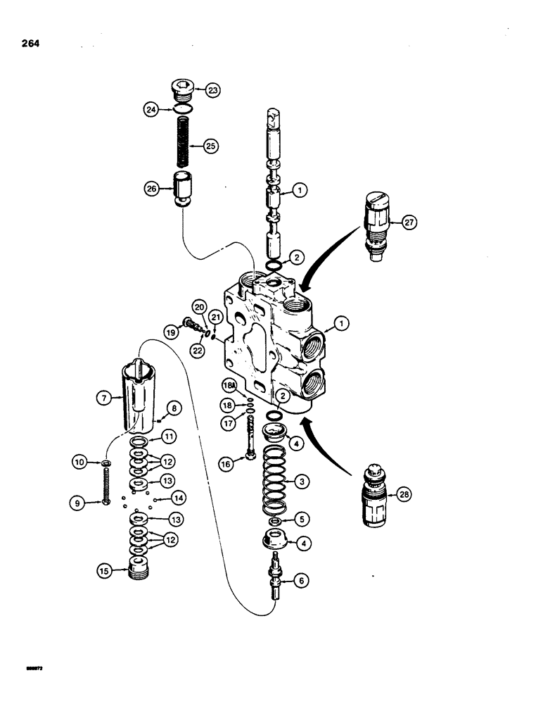 Схема запчастей Case 855C - (264) - D88765 LOADER LIFT SECTION (07) - HYDRAULIC SYSTEM