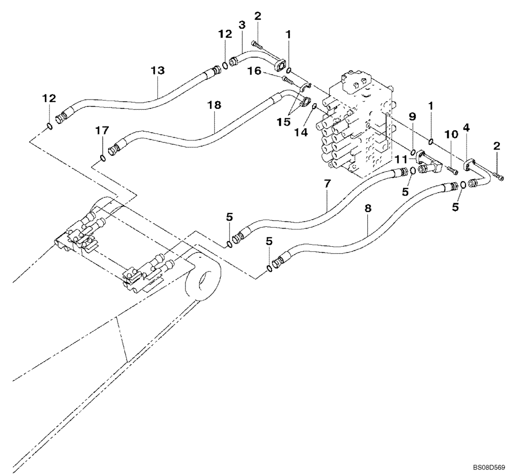 Схема запчастей Case CX350B - (08-15) - HYDRAULICS - ARM AND BUCKET (08) - HYDRAULICS