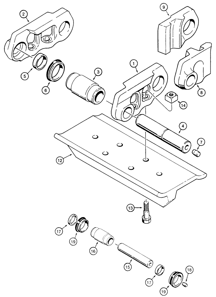 Схема запчастей Case 850E - (5-12) - CASE LUBRICATED TRACK CHAIN, WITH SPLIT MASTER LINKS (11) - TRACKS/STEERING