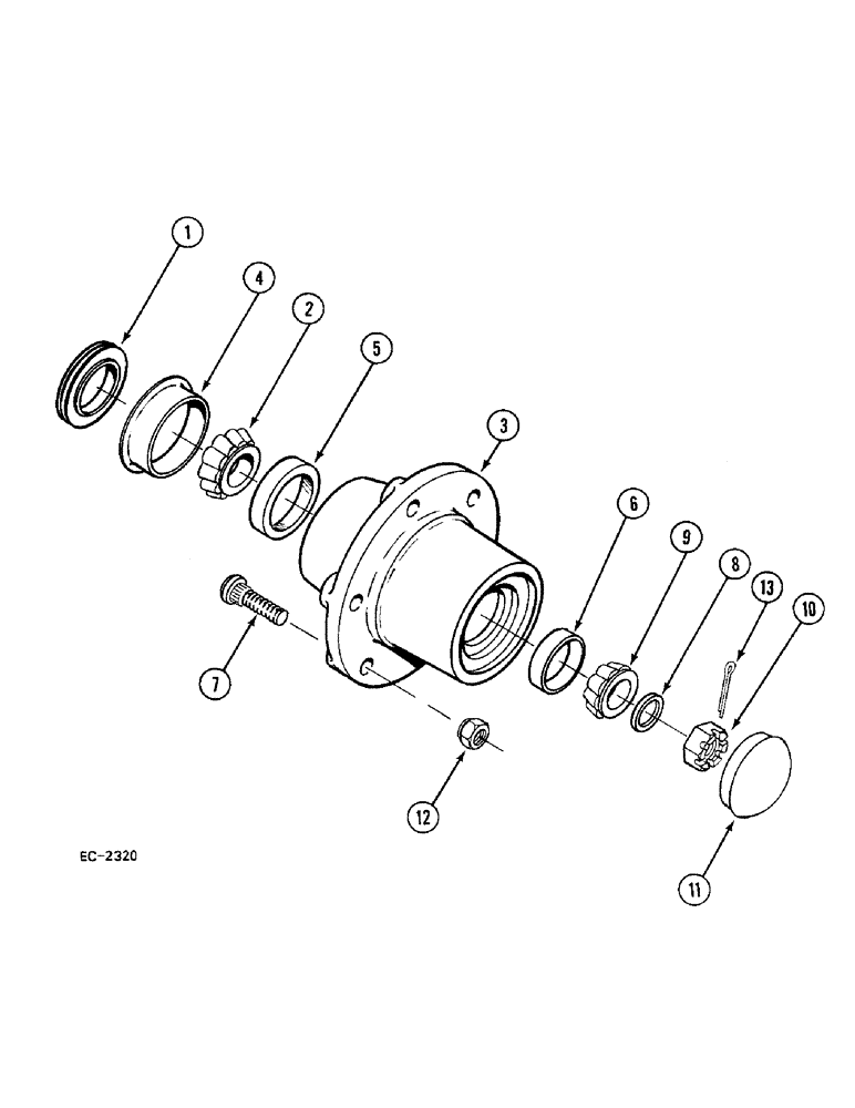 Схема запчастей Case 380B - (5-144) - WHEEL HUBS AND CAPS, ADJUSTABLE STRAIGHT FRONT AXLE (05) - STEERING