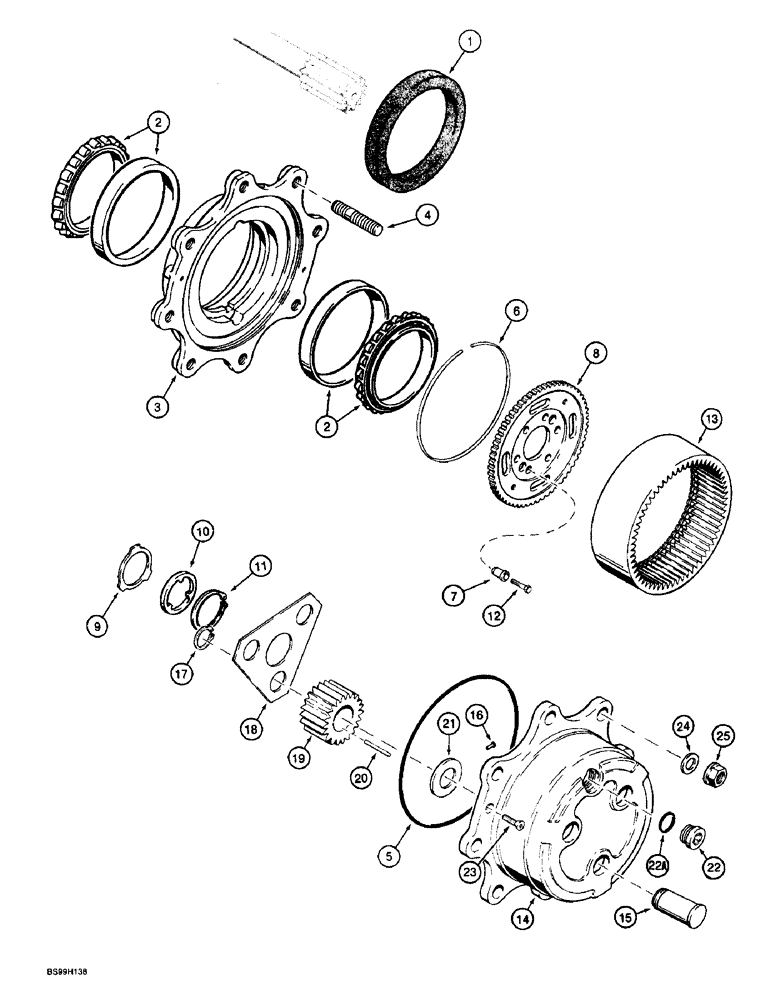 Схема запчастей Case 580L - (6-012) - FRONT DRIVE AXLE, PLANETARY (06) - POWER TRAIN