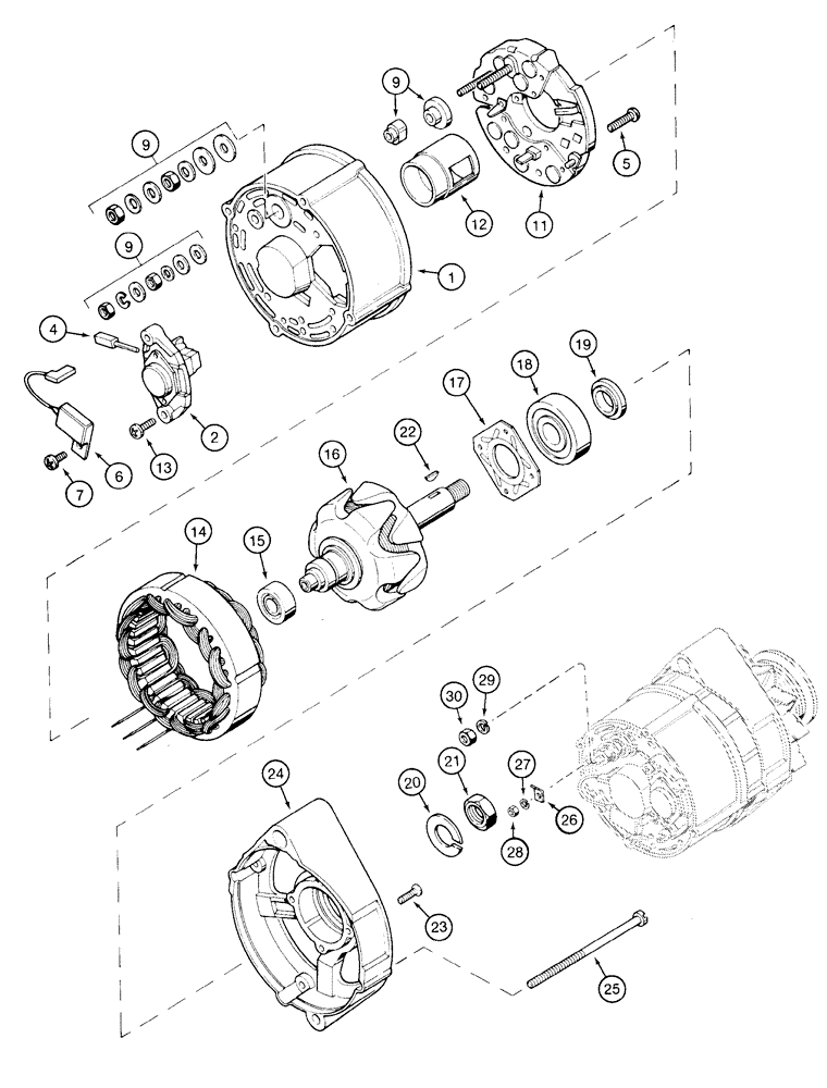 Схема запчастей Case 1835C - (4-04) - ALTERNATOR ASSEMBLY (04) - ELECTRICAL SYSTEMS