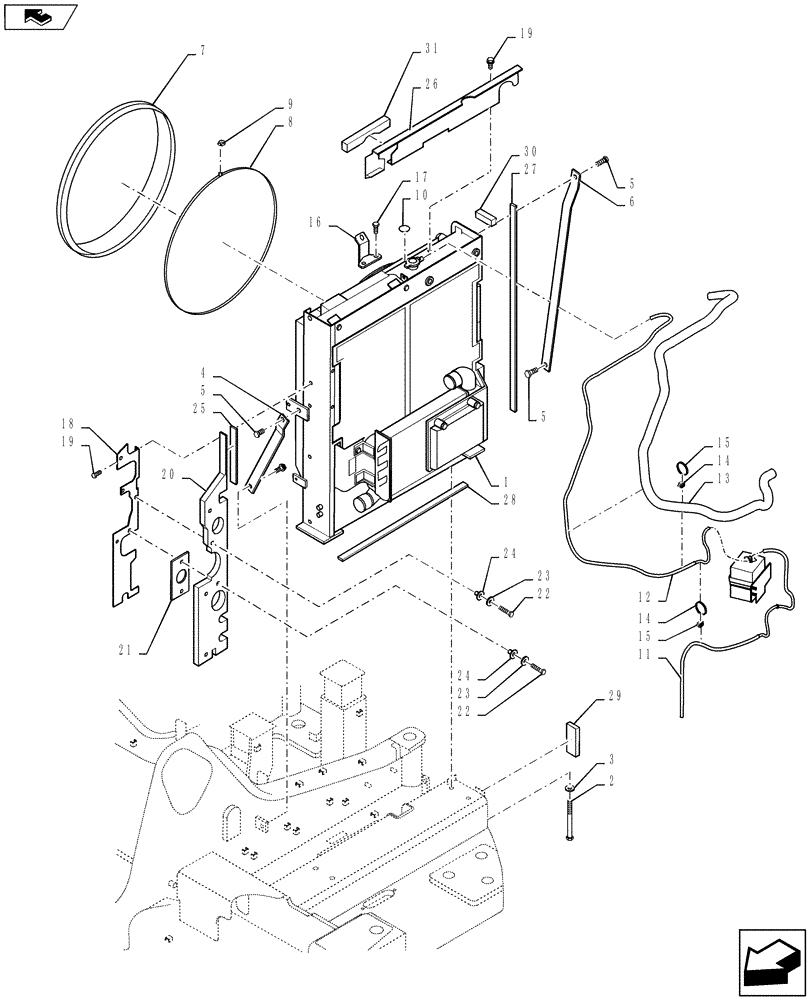 Схема запчастей Case CX235C SR - (10.406.30[01]) - RADIATOR (10) - ENGINE