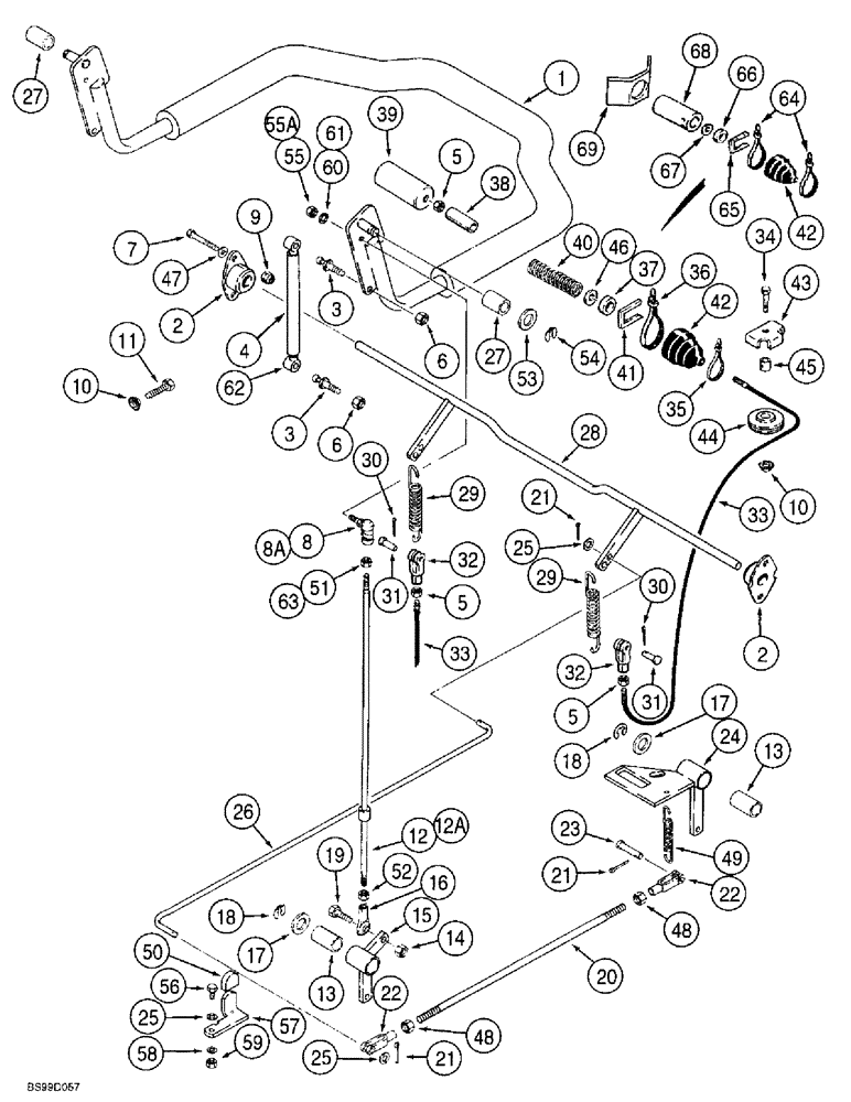 Схема запчастей Case 1838 - (7-02) - PARKING LATCH AND SEAT BAR (07) - BRAKES