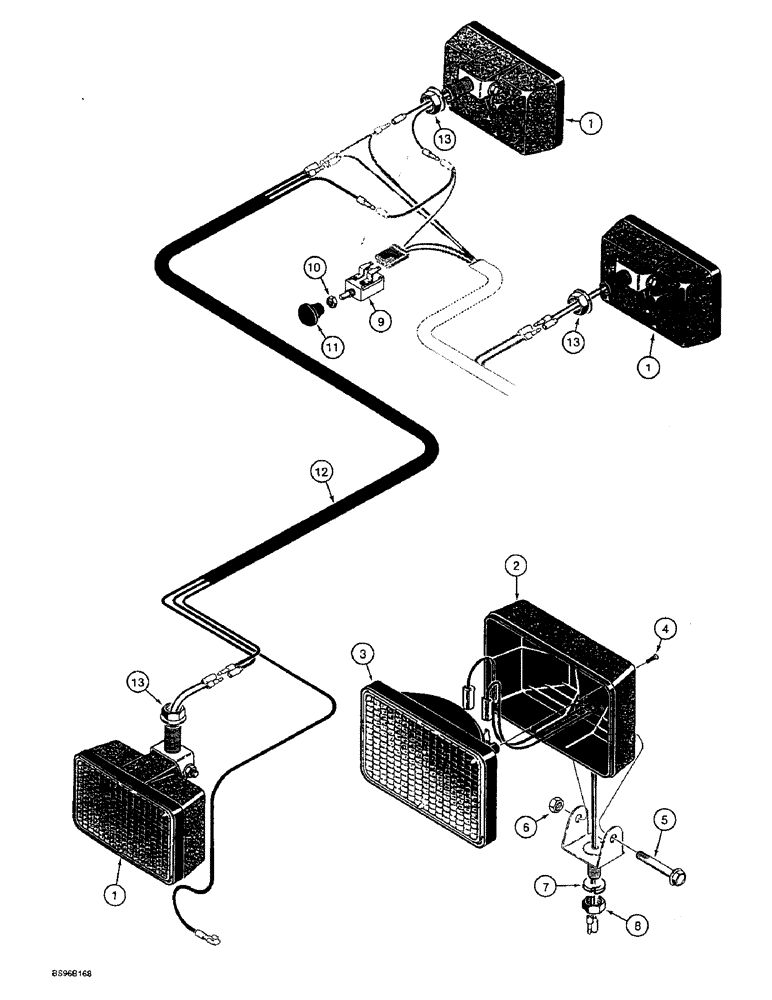 Схема запчастей Case 1825B - (4-20) - WORK LAMPS AND WIRING (04) - ELECTRICAL SYSTEMS