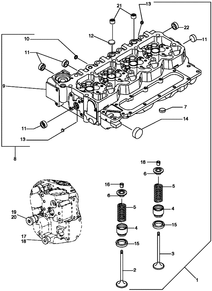 Схема запчастей Case 650L - (10.101.02) - CYLINDER HEAD (10) - ENGINE