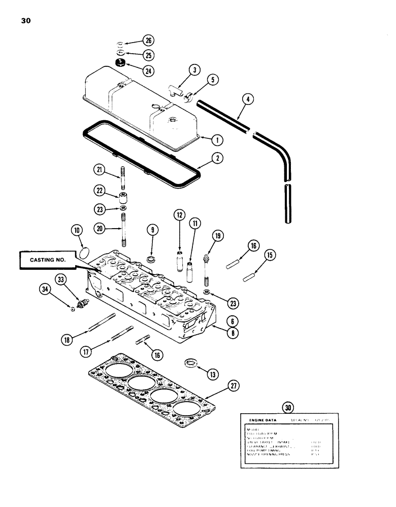 Схема запчастей Case 584D - (030) - CYLINDER HEAD AND COVER, 188 DIESEL ENGINE (10) - ENGINE