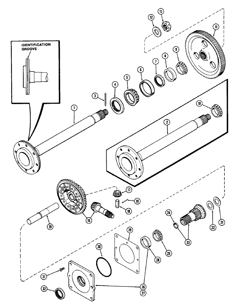 Схема запчастей Case 580B - (146) - DIFFERENTIAL AND FINAL DRIVE (06) - POWER TRAIN