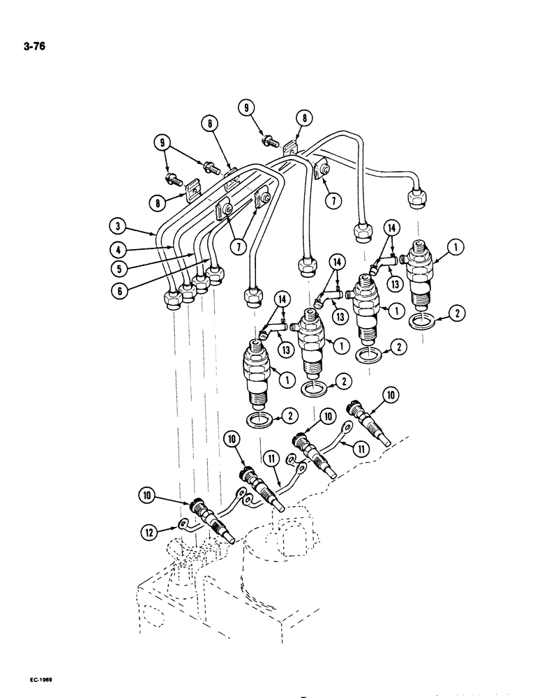 Схема запчастей Case 1825 - (3-76) - FUEL INJECTION SYSTEM, DIESEL MODELS (03) - FUEL SYSTEM