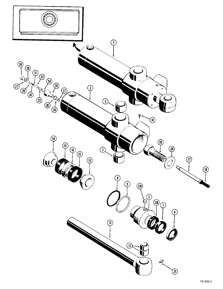 Схема запчастей Case 780 - (426) - G34017 BACKHOE SWING CYLINDER, GLAND HAS NO IDENTIFICATION MARKS (08) - HYDRAULICS