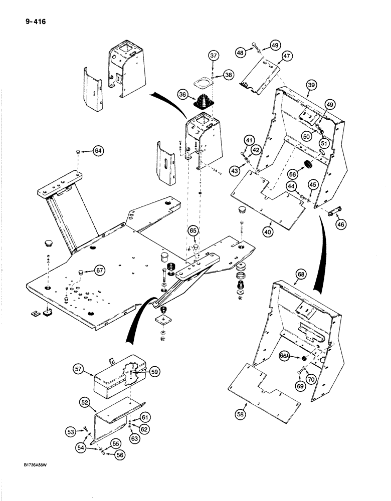 Схема запчастей Case 780C - (9-416) - OPERATORS COMPARTMENT FRAME AND MOUNTING (09) - CHASSIS/ATTACHMENTS