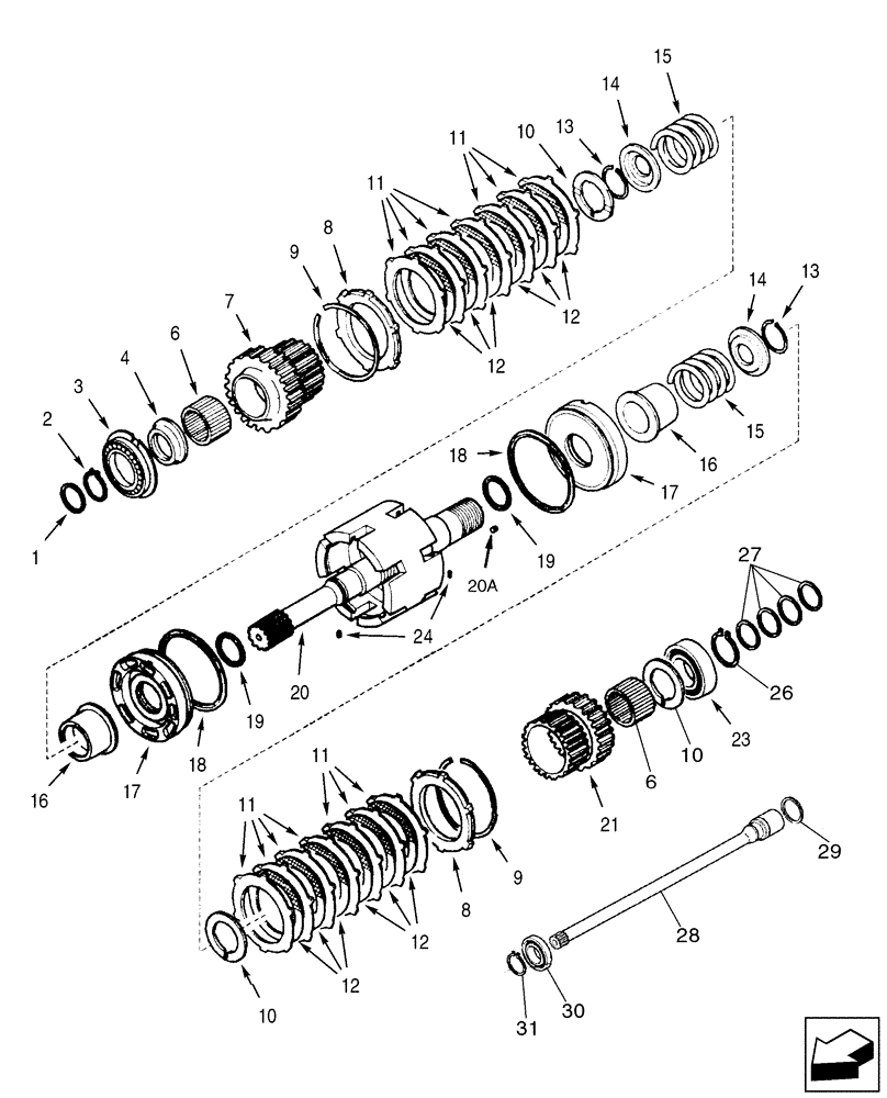 Схема запчастей Case 580SN WT - (21.140.01[02]) - TRANSMISSION - 4WD - SHAFT, INPUT & PTO (21) - TRANSMISSION