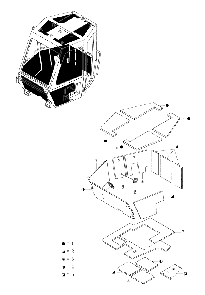 Схема запчастей Case 325 - (5.652A[08]) - ROPS CAB - SOUND ABSORBING PANEL (10) - Cab/Cowlings