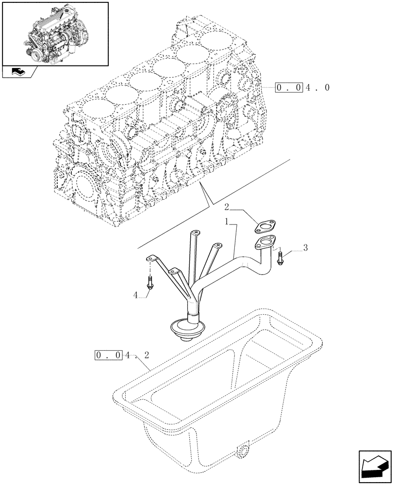 Схема запчастей Case F2CE9684C E015 - (0.30.5) - OIL PUMP PIPING (504155883) 