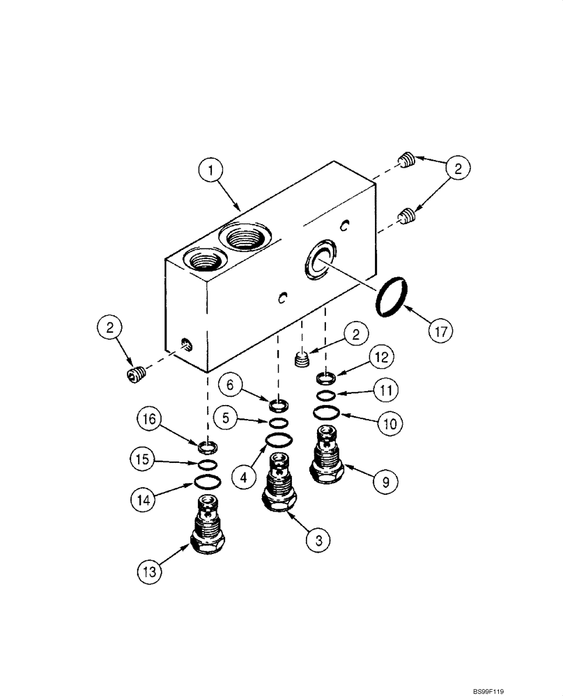 Схема запчастей Case 1845C - (08-17) - VALVE ASSY, MANIFOLD, JAF0041368 - JAF0102061 (08) - HYDRAULICS