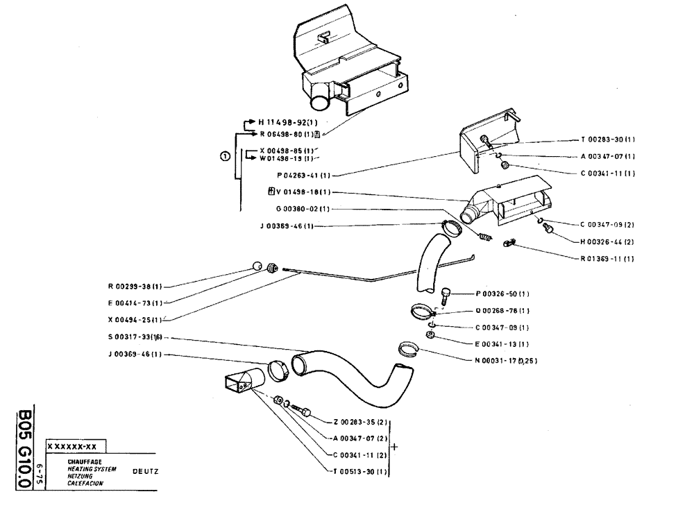 Схема запчастей Case TY45 - (B05 G10.0) - HEATING SYSTEM - DEUTZ (01) - ENGINE