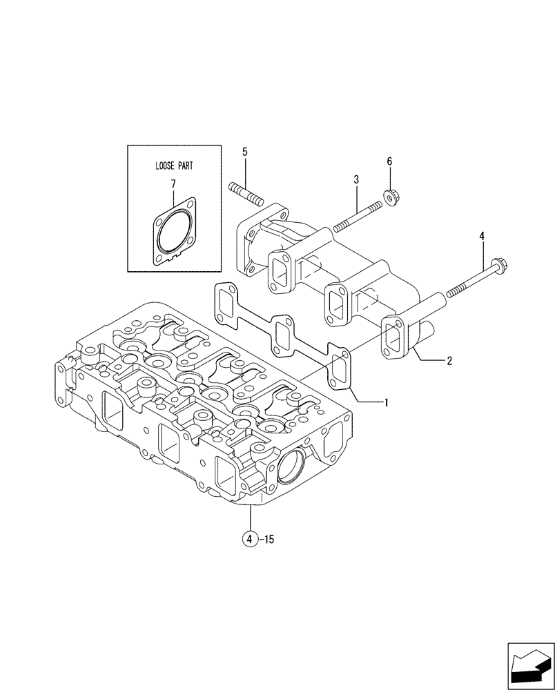 Схема запчастей Case CX36B - (08-006[00]) - EXHAUST MANIFOLD (10) - ENGINE