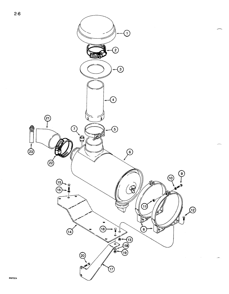 Схема запчастей Case 1086B - (2-006) - AIR CLEANER AND AIR INTAKE PARTS (02) - ENGINE