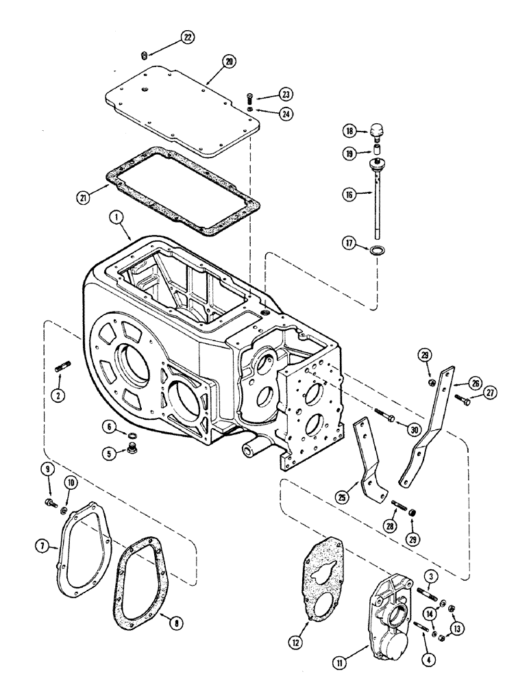 Схема запчастей Case 680CK - (084) - TRANSMISSION CASE AND COVERS 