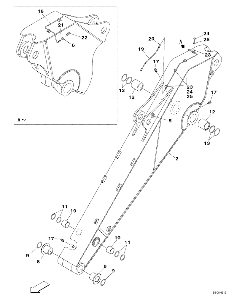 Схема запчастей Case CX470C - (09-203-00[02]) - ARM, EXCAVATOR, LONG (4,04M) (14) - DIPPERSTICKS