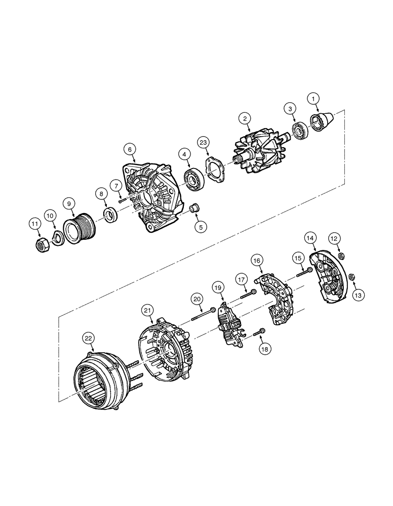 Схема запчастей Case 885 - (04-10[01]) - ALTERNADOR 80A - COMPONENTS (04) - ELECTRICAL SYSTEMS