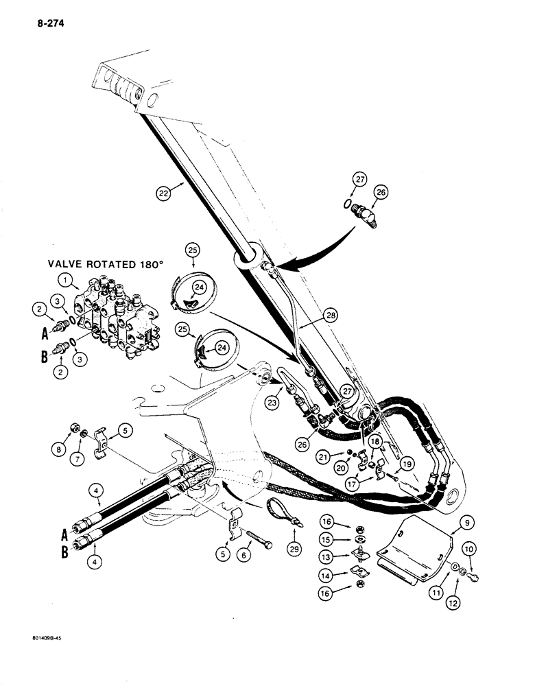 Схема запчастей Case 680K - (8-274) - BACKHOE DIPPER CYLINDER HYDRAULIC CIRCUIT (08) - HYDRAULICS