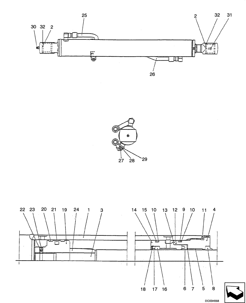 Схема запчастей Case CX25 - (08-62[00]) - CYLINDER ASSY, ARM (08) - HYDRAULICS