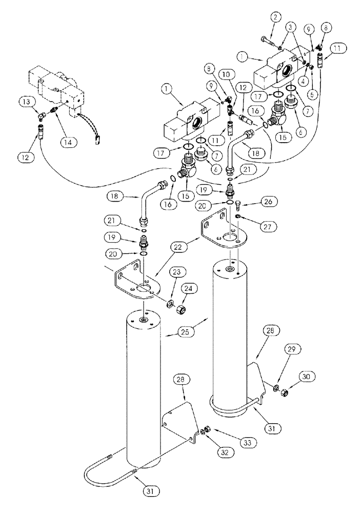 Схема запчастей Case 921B - (8-074) - RIDE CONTROL HYDRAULIC CIRCUIT - DIRECTIONAL VALVES TO MASTER VALVE AND ACCUMULATORS (08) - HYDRAULICS