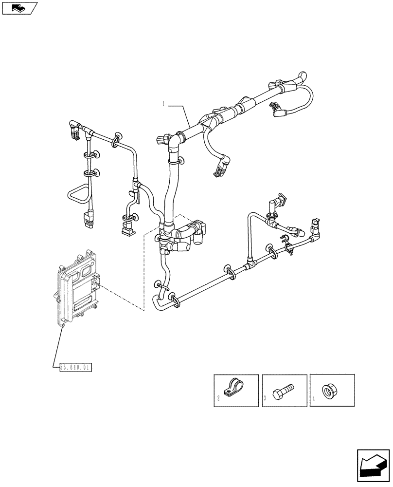 Схема запчастей Case F4HFE613V A003 - (55.100.05) - MOTOR ELECTRIC INSTALLATION (504123187) (55) - ELECTRICAL SYSTEMS