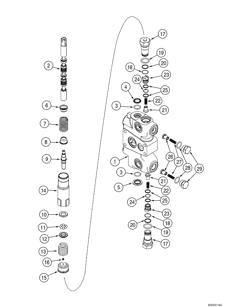 Схема запчастей Case 590SM - (08-31) - VALVE SECTION - LOADER LIFT (08) - HYDRAULICS