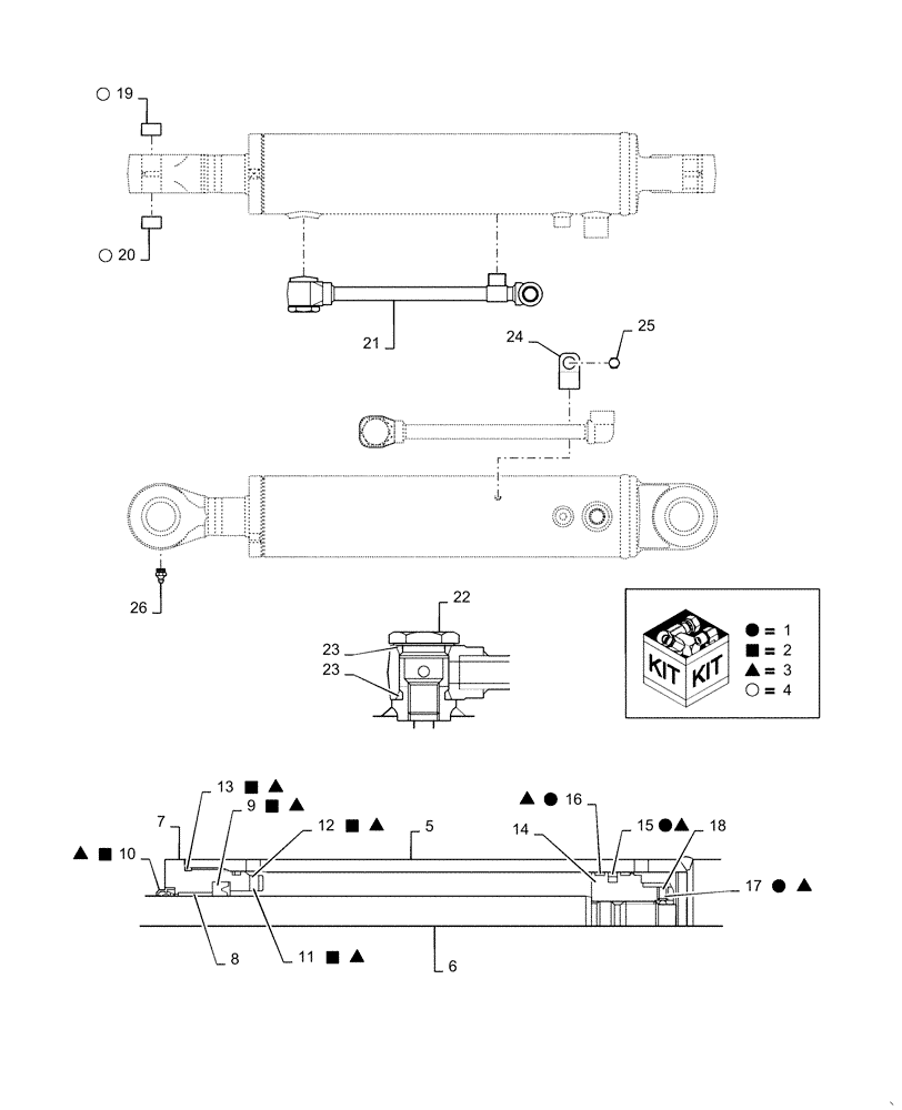 Схема запчастей Case CX36B - (02-022[02]) - CYLINDER, ASSY (ANGLE DOZER) (35) - HYDRAULIC SYSTEMS