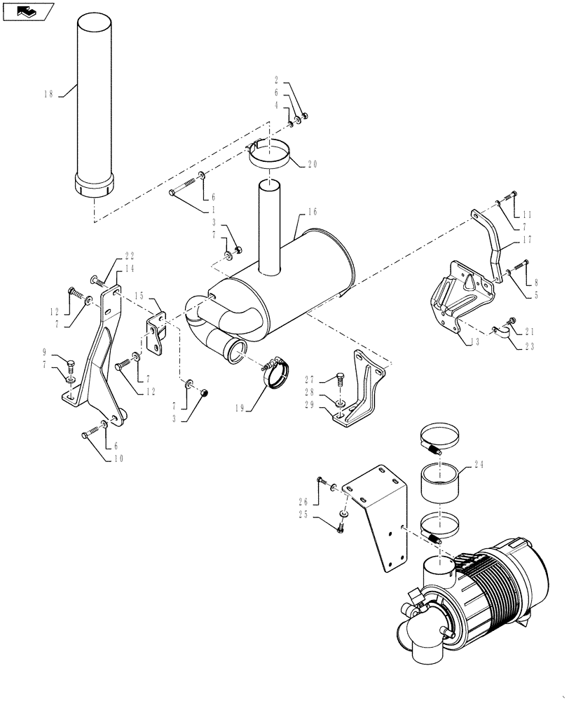 Схема запчастей Case 650L - (10.254.03) - MUFFLER - EXHAUST SYSTEM (10) - ENGINE