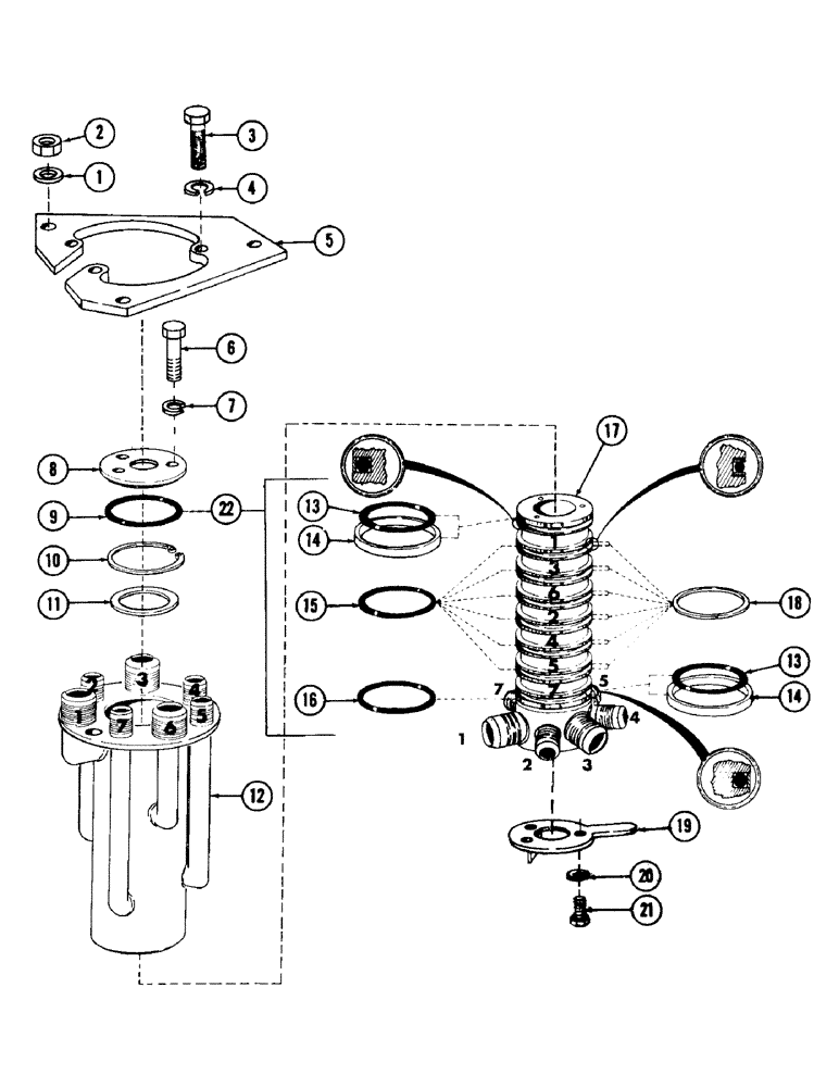 Схема запчастей Case 980 - (174) - 7 PORT SWIVEL AND RELATED PARTS (07) - HYDRAULIC SYSTEM