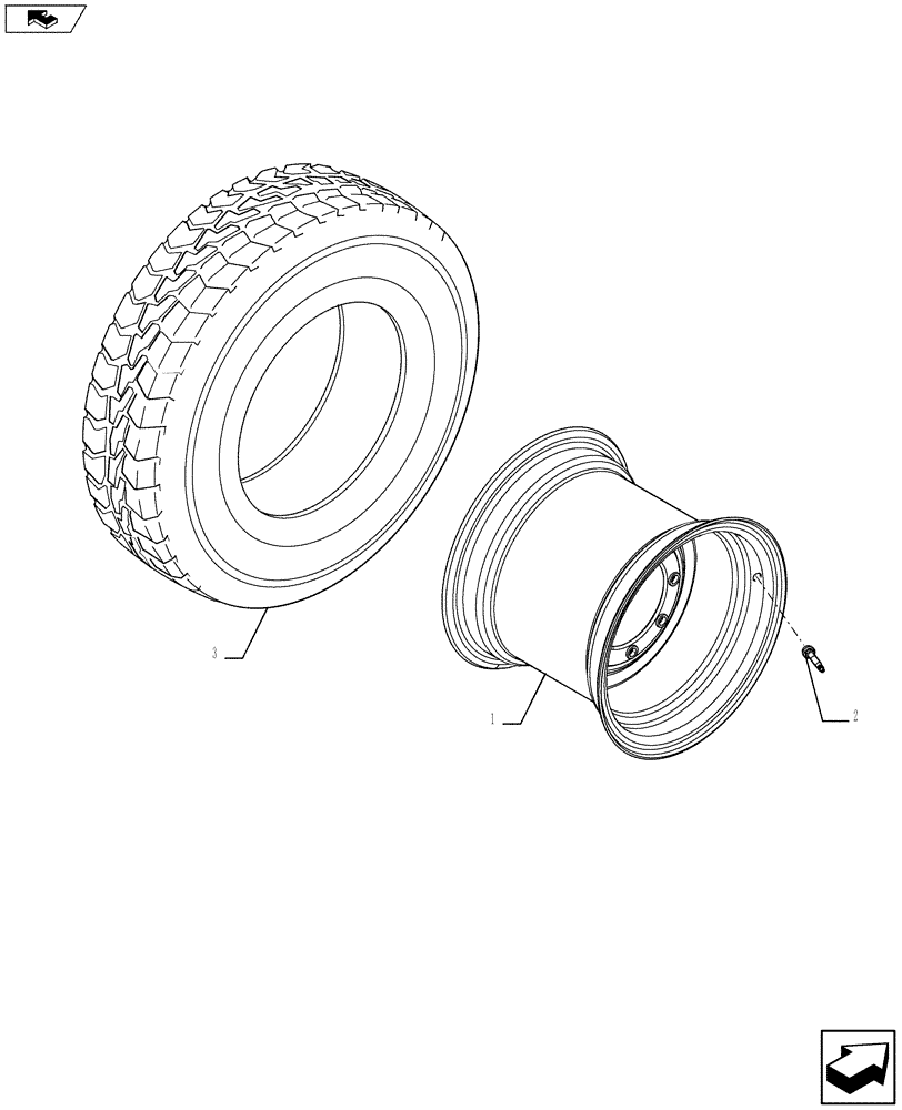 Схема запчастей Case 590SN - (44.511.04) - VAR - 423046 - WHEELS, FRONT - TIRES - 2WD (44) - WHEELS