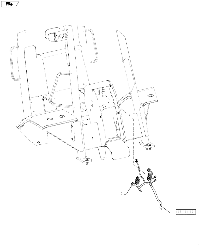 Схема запчастей Case 588H - (90.150.03) - FRONT CONSOLE HARNESS INSTALLATION (90) - PLATFORM, CAB, BODYWORK AND DECALS