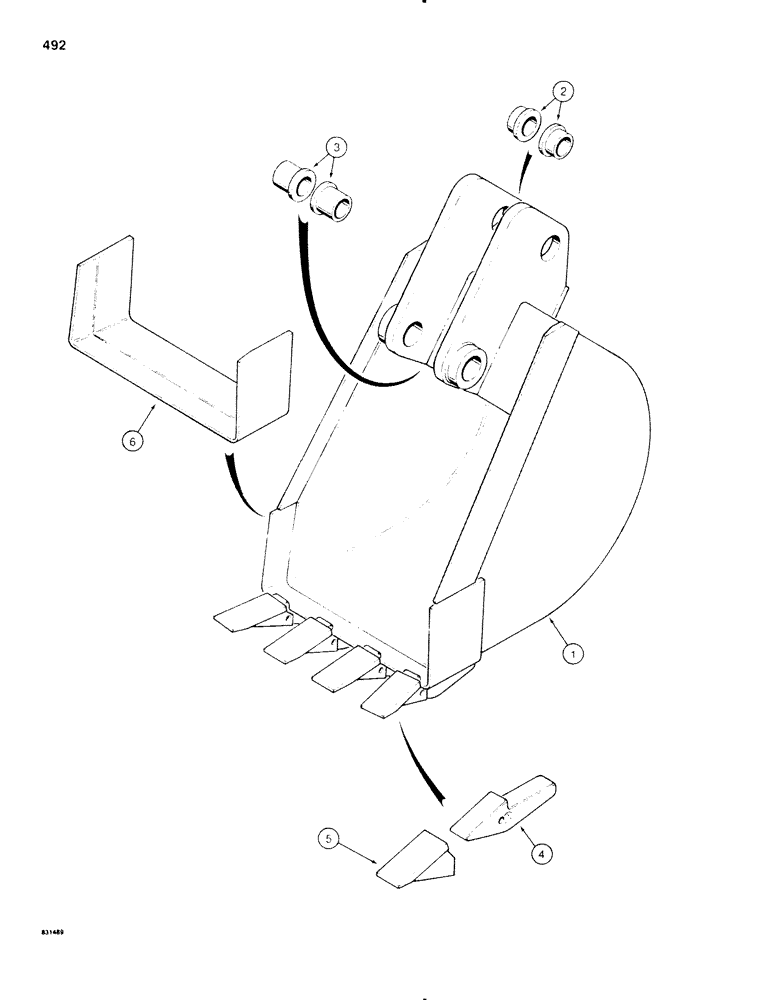 Схема запчастей Case SD100 - (492) - BACKHOE BUCKETS, STANDARD BUCKETS (84) - BOOMS, DIPPERS & BUCKETS