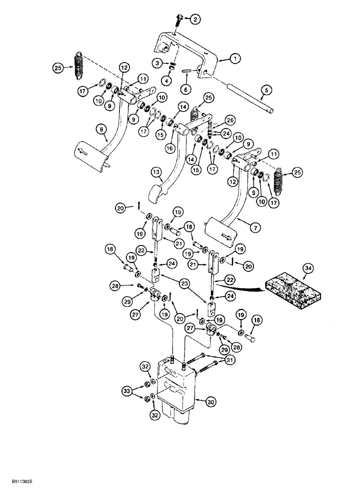 Схема запчастей Case 650G - (7-02) - BRAKE PEDALS AND LINKAGE (07) - BRAKES