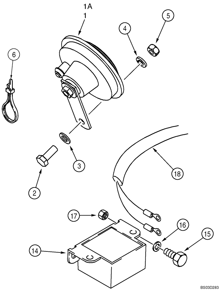 Схема запчастей Case 590SM - (04-17) - HORN - ALARM, BACKUP (04) - ELECTRICAL SYSTEMS