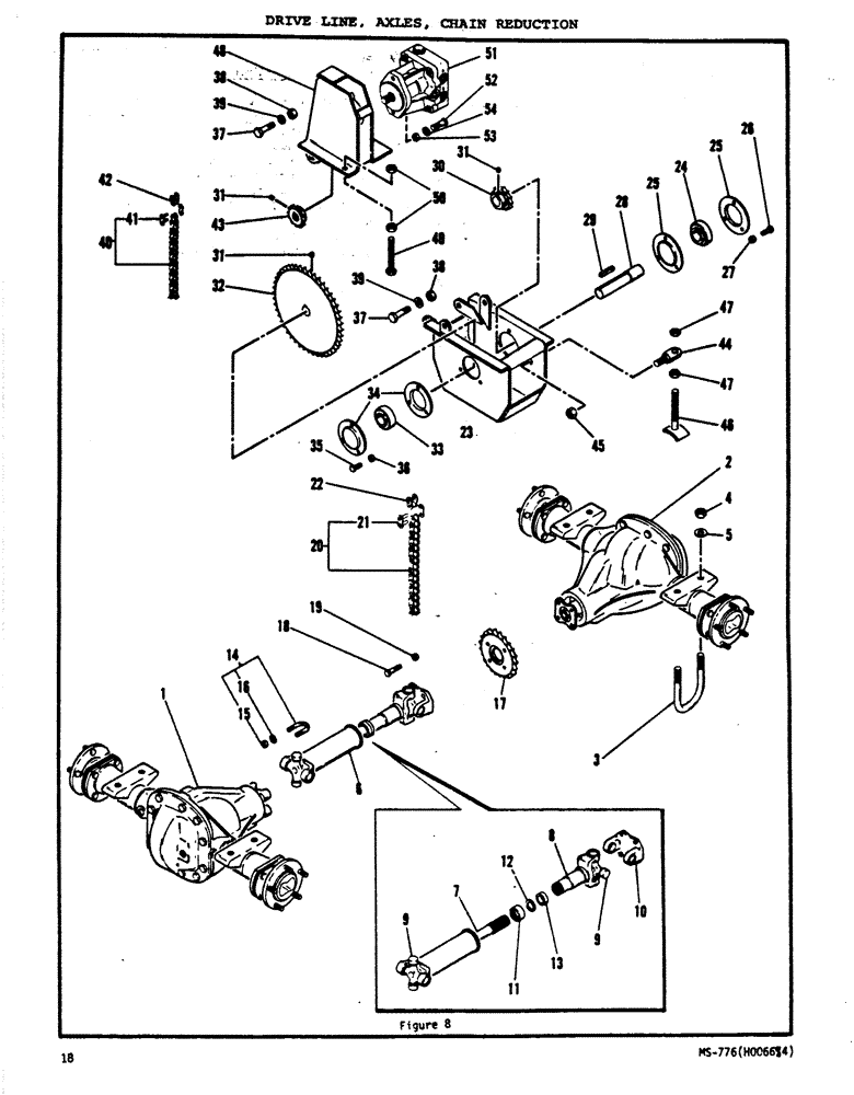 Схема запчастей Case N63 - (18) - DRIVE LINE, AXLES, CHAIN REDUCTION 