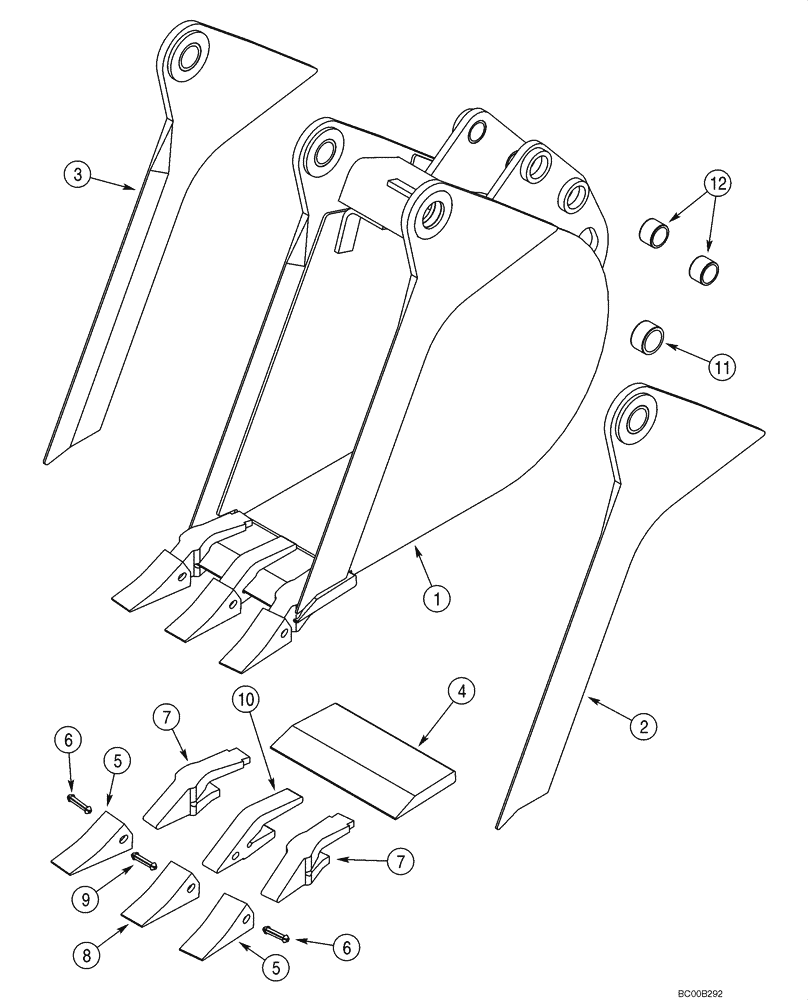 Схема запчастей Case 590SM - (09-28) - BUCKET, UNIVERSAL BACKHOE (305 MM (12 INCH) WIDE) (09) - CHASSIS/ATTACHMENTS