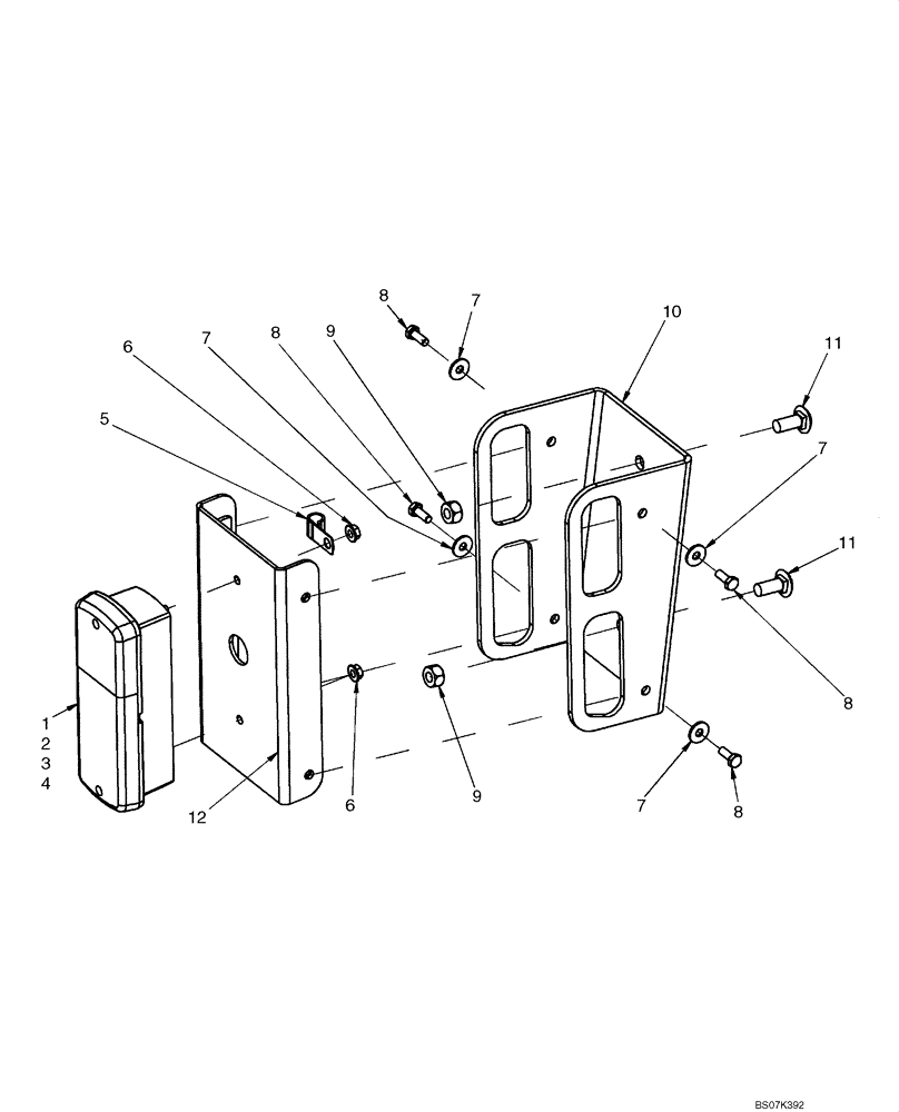 Схема запчастей Case 410 - (04-25) - REAR LIGHT AND MOUNTING (NA) (04) - ELECTRICAL SYSTEMS