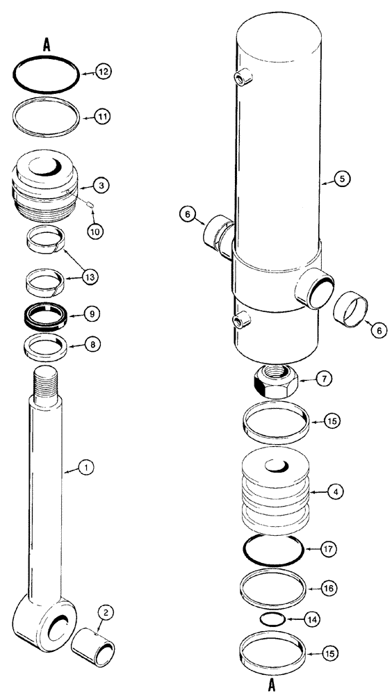 Схема запчастей Case 460 - (8-083A) - TRENCHER BOOM LIFT CYLINDER ASSEMBLY, 221700A1, PLANETARY DRIVE TRENCHER (08) - HYDRAULICS