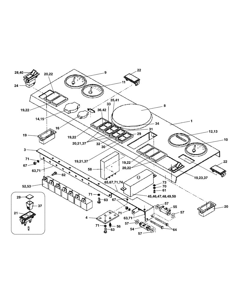 Схема запчастей Case SV223 - (04-002-00[01]) - INSTRUMENT PANEL (06) - ELECTRICAL SYSTEMS