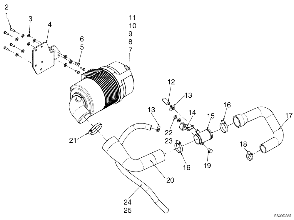 Схема запчастей Case 420 - (02-04B) - ENGINE - AIR CLEANER SYSTEM; IF USED, SEE REF 12 (02) - ENGINE