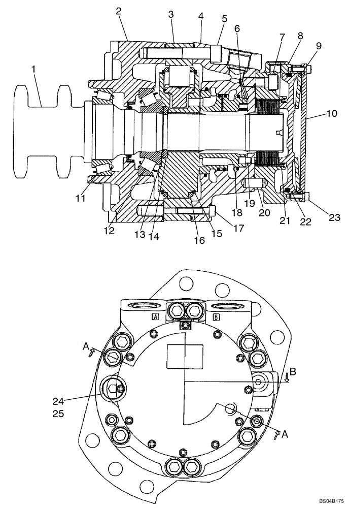 Схема запчастей Case 445CT - (06-28) - MOTOR ASSY - SINGLE SPEED (06) - POWER TRAIN